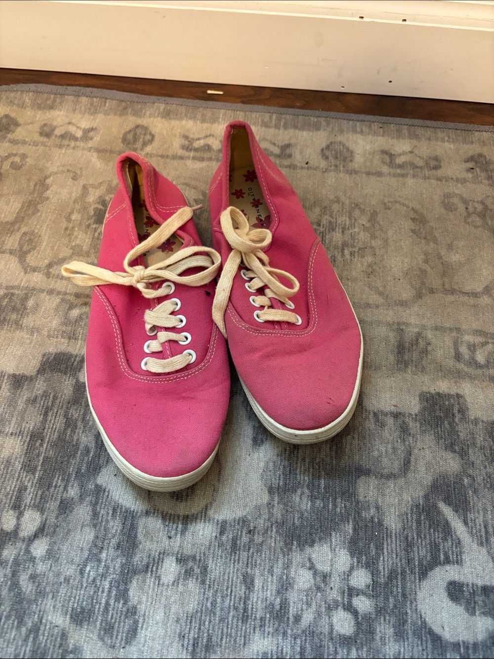 Women's Pink Canvas Lace-Up Sneakers